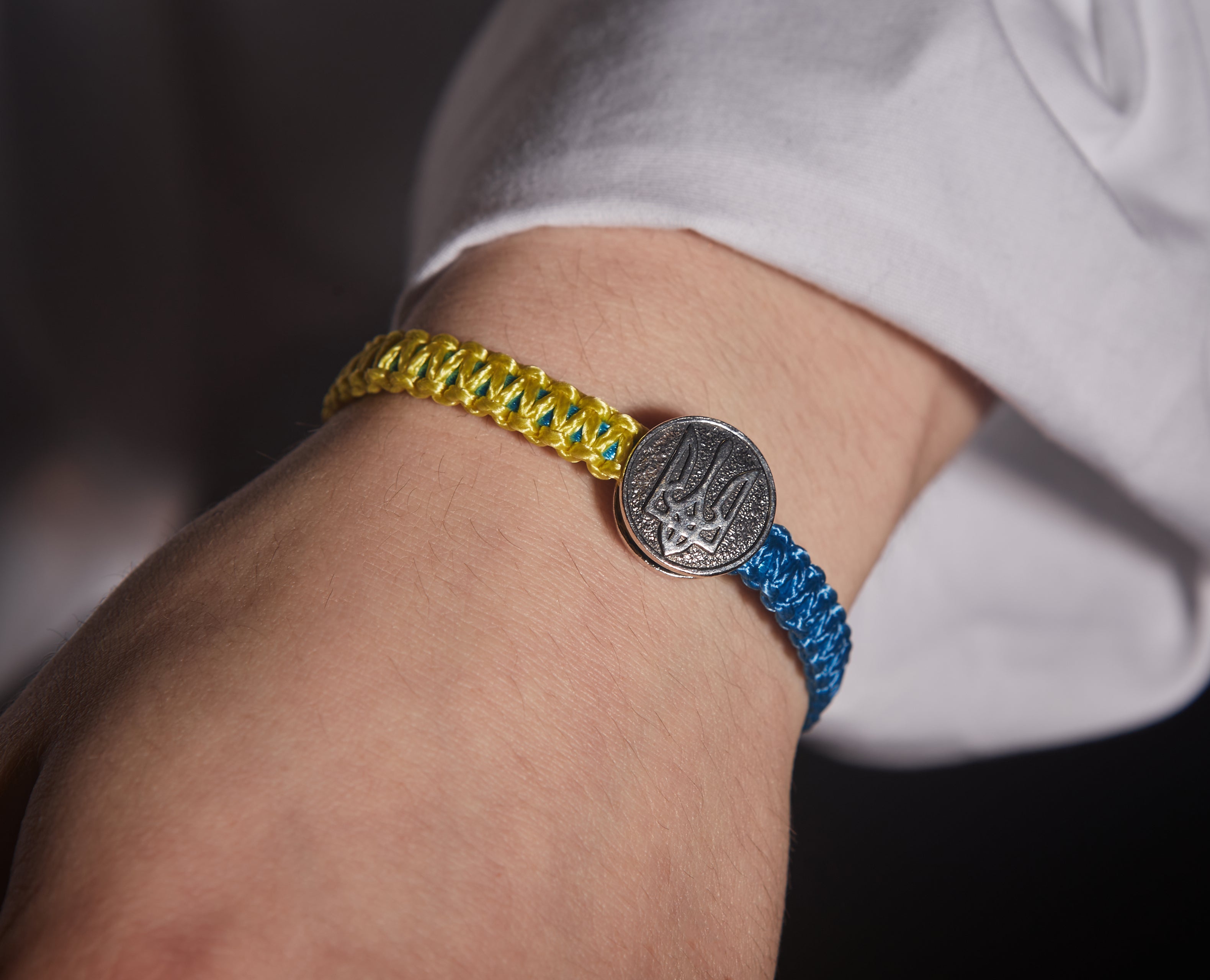 Срібний браслет 925 проби плетений з тризубом 9701341
