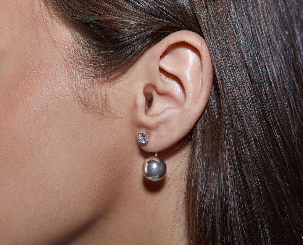 Срібні сережки 925 проби Кульки зі вставкою цирконій 2721945