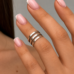 Silver Three Stripes Phalangeal Ring 12032/1
