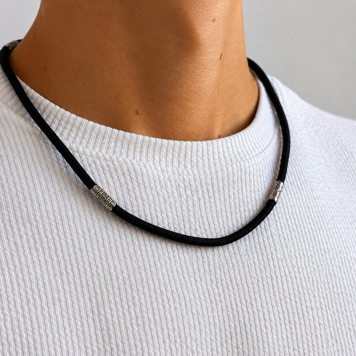 Silver Silk Cord with Silver Inserts Wide Sh-15-SO