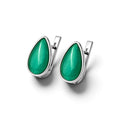 Silver earrings with green ulexite insert Cersei 1533