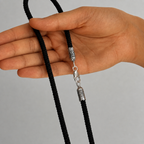 Silver silk cord with 925 sterling silver inserts /Svoboda wide Sh-22-SO