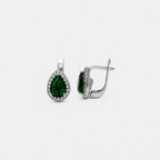 Sterling silver 925 earrings on an English lock, Hürrem with green cubic zirconia 22069/2