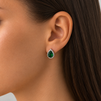 Sterling silver 925 earrings on an English lock, Hürrem with green cubic zirconia 22069/2