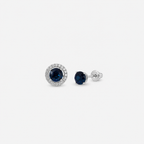 Sterling Silver 925 Transformer Earrings, Round Cubic Zirconia with Base 24103