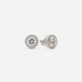 Sterling Silver 925 Transformer Earrings, Round Cubic Zirconia with Base 24103
