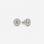 Sterling Silver 925 Transformer Earrings, Round Cubic Zirconia with Base 24103