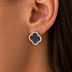 Срібні сережки Конюшинка з авантюрином(550ас)