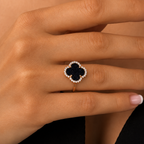 Silver Clover ring with aventurine (550ac)