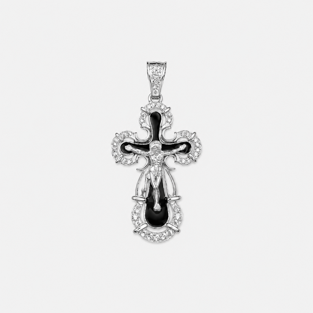 Silver cross 925 fineness Vitochenist with black enamel 82-SO