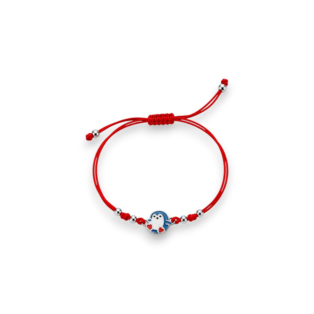 Children's Silk Bracelet with Silver Penguin Charm Clasp 993B/P